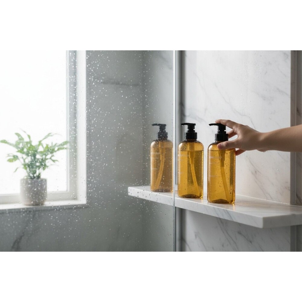 3 Pack Bottle Pump Dispenser, 500ml Empty Shampoo Conditioner Body Soap